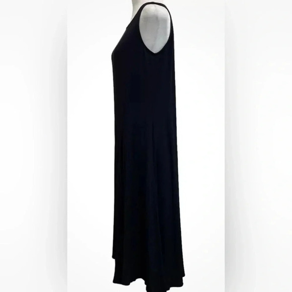 Eileen Fisher Bias Dart Sleeveless Shift Dress Navy Blue Midi Size Small - Picture 5 of 9